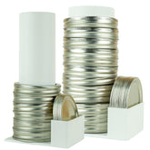 Matterform Mason jar lid organizer front view with dual racks for standard and wide-mouth lids.