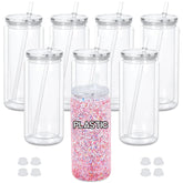 Maucircol 20oz snowglobe tumbler with a clear body for glitter decorations.