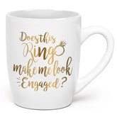 Maustic engagement mug front view with gold print, ideal for gifting.