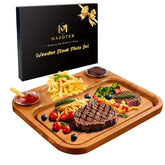 MAVOTER wooden steak plates with juice groove for clean serving