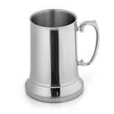 Maxam stainless steel tankard mug close-up highlighting durable satin finish for cold pours.