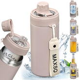MAXSO Sealed Can Cooler with Fizz Lid preserves fizz in 12 oz cans