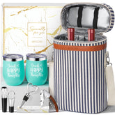 MAYICIVO insulated wine tote with two bottles keeps beverages cool for outdoor gatherings