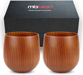 MBBEST handcrafted wooden whiskey glasses set showing unique grain patterns for a refined tasting experience