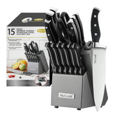 McCook knife sets with German stainless block and built-in sharpener for lasting kitchen performance