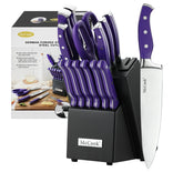 McCook MC27 full knife set in a wooden block, ready for everyday kitchen tasks.