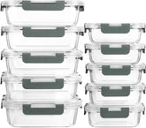 MCIRCO 10-pack glass meal prep containers with borosilicate glass for durable, versatile meal prep.