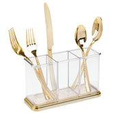 mdesign Hyde Collection clear base cutlery organizer on the counter for easy access