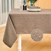 Mebakuk flaxen rectangle table cloth on dining table protecting surfaces during family meal