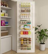 Mefirt white over-door pantry organizer for compact space-saving kitchen storage.