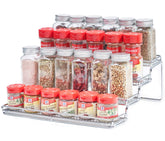 MEIQIHOME 4-tier spice rack front view showing accessible spacing for varied bottle sizes