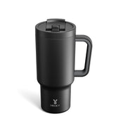 Meoky 32 oz tumbler with handle and flip straw for easy one-handed sipping.