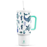 Meoky 40oz glow-in-the-dark tumbler with handle for easy night-time visibility