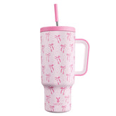 Meoky 40 oz tumbler close-up showing ergonomic handle for easy carry.