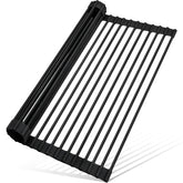 MERRYBOX roll-up dish drying rack over sink provides space-saving kitchen organizer.