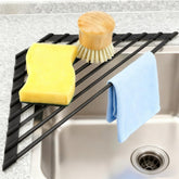 MERRYBOX triangle roll-up rack over sink keeps utensils air-drying neatly