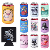 Merrypuls 12-pack funny can cooler sleeves flatlay keeps drinks identifiable at a party