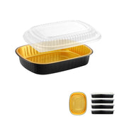 MESTAEK oval 50oz foil pan with snap-on lid for take-out convenience.