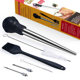 MEWMET turkey baster in stainless steel for precise sauce injection into meats