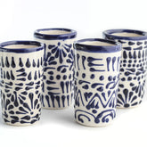 MEXTEQUIL Talavera blue lace shot glass for festive tequila servings.