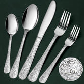 Meythway 40-piece vintage carved silverware set ready for daily dining