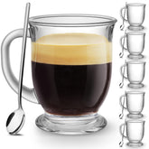 Mfacoy glass coffee mug 15oz with wide handle for a comfortable grip.