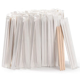 MFJUNS wooden coffee stirrers, 5.5 inch, round ends for smooth stirring in hot drinks.