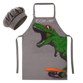 MHJY Kids Apron with dinosaur design keeps clothes clean during cooking adventures.