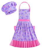 MHJY kids apron with floral pleated skirt for baking fun