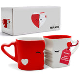 MIAMIO coffee mug set with red handles, showcasing sturdy construction for daily use.