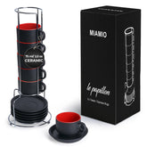MIAMIO Le Papillon red espresso cups for a compact ritual.