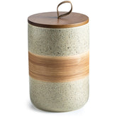 Miamolo ceramic storage jar with lid keeps counter organized and easy to clean.