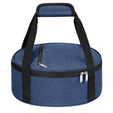 MIAOJIE round casserole carrier exterior in navy blue with durable carry handles for easy transport.