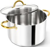 MICHELANGELO 10qt stock pot with lid; durable stainless steel for soups and stocks.