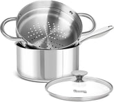 Michelangelo 3qt saucepan with steamer insert for healthy steaming.