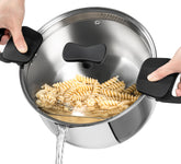 MICHELANGELO pasta pot with lid-strainer for easy draining during pasta prep