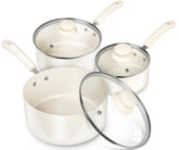 MICHELANGELO 1qt nonstick saucepan with lid for quick sauces and soups.