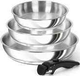 Michelangelo removable-handle 8-inch frying pan ideal for compact storage and quick meals