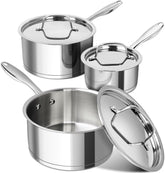 Michelangelo 1qt saucepan with lid for precise small-batch sauces and soups.