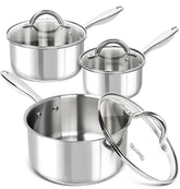 Michelangelo saucepan set 1qt with glass lid for easy monitoring