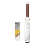 Microplane Master Series blade closeup shows ultra sharp stainless steel for precise zesting