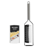 Microplane Professional Coarse Grater for cheese yields easy, even shreds for toppings.