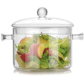 Miecux Glass Saucepan with Cover, 1.5L, clear view for precise simmering.