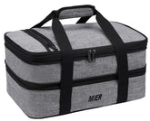MIER insulated double casserole carrier top compartment keeps dishes organized for potlucks