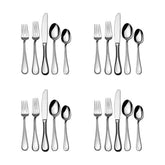 Mikasa Bravo 20-piece flatware set with mirror finish on table for elegant dining