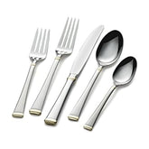 Mikasa Gold Accent Harmony flatware set arranged for a twelve-place dining service.