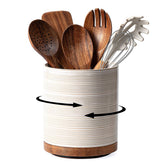 MIKIGEY 360° rotating ceramic utensil holder on the counter for easy access