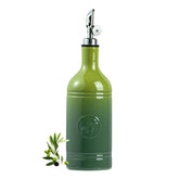 MIKIGEY olive leaf design ceramic oil dispenser for stylish kitchen storage and drip-free pouring