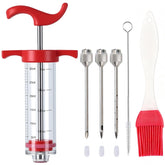 Mikim turkey injector syringe set 1oz with three needles for even marinade distribution