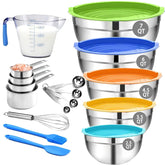 MIKULA mixing bowls set 7qt with lid keeps ingredients fresh during prep